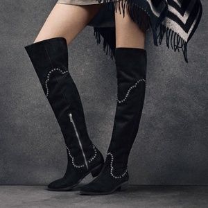 Frye Ray Over the Knee (OTK) Grommet Boots - Black